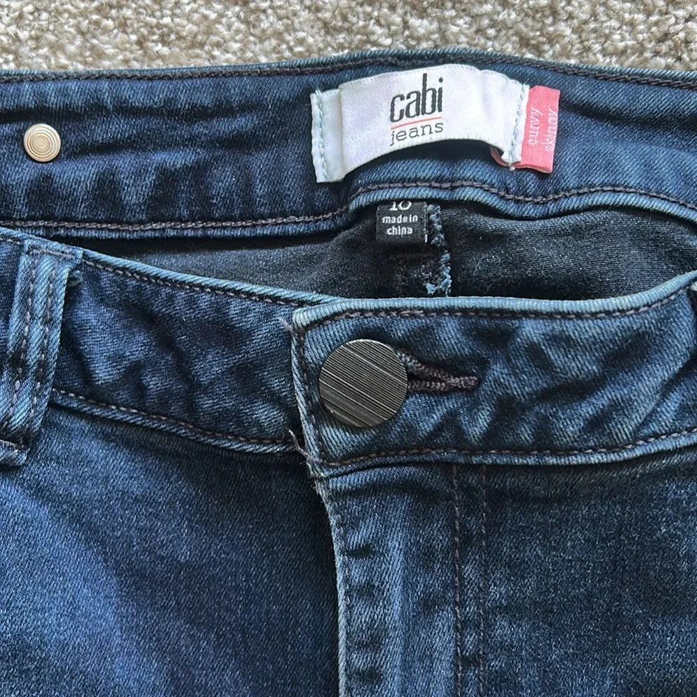 CABI CAbi Dusk Destructed Vintage Curvy Skinny Size 10 Dark Wash Denim EUC - Picture 5 of 11
